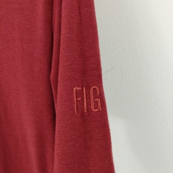 FIG Safari Travel Dress Large Red Bamboo Blend Long Sleeve Comfy Fitted - Picture 3 of 8